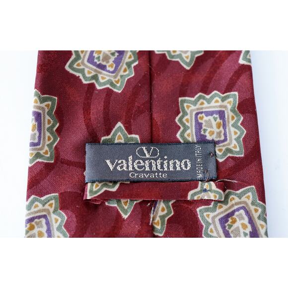 VTG 80s Valentino Italy Floral Mandilion Silk Tie 57" Retro Wedding Luxury Boho - Picture 3 of 16